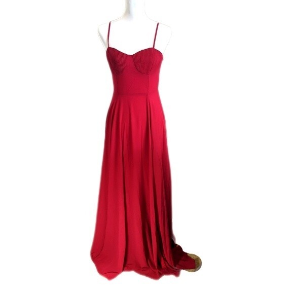 Lulu's spaghetti strap long red chiffon gown NWT maxi bridesmaid S - Picture 1 of 9